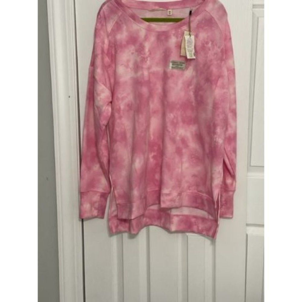 Earth Yoga Organic Pink Tie Dye Long Sleeve Sweatshirt, Sz XXL, NWT